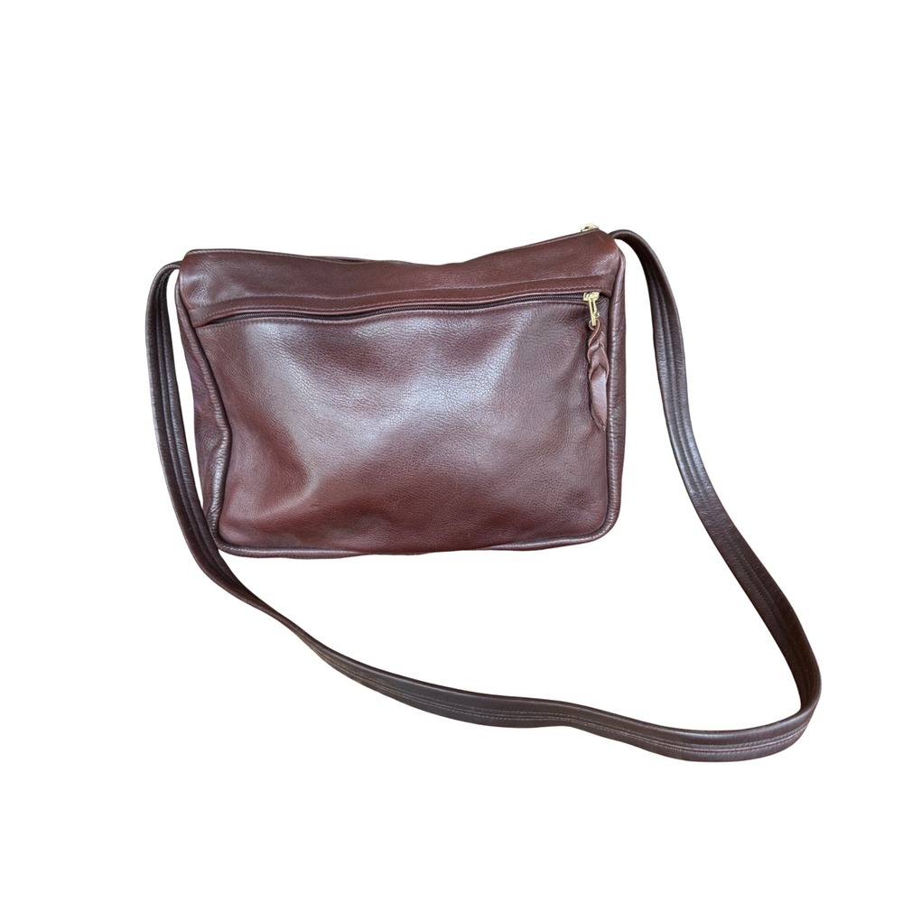 Sven Handbags VTG.  Brown Napa Leather Crossbody Bag Made in USA Zippered Pocket